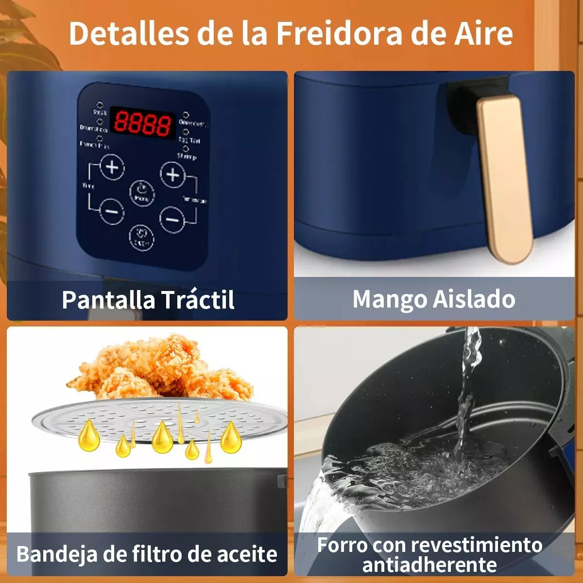 Freidora Aire Multifuncional Cocina Digital 6.8l Touch